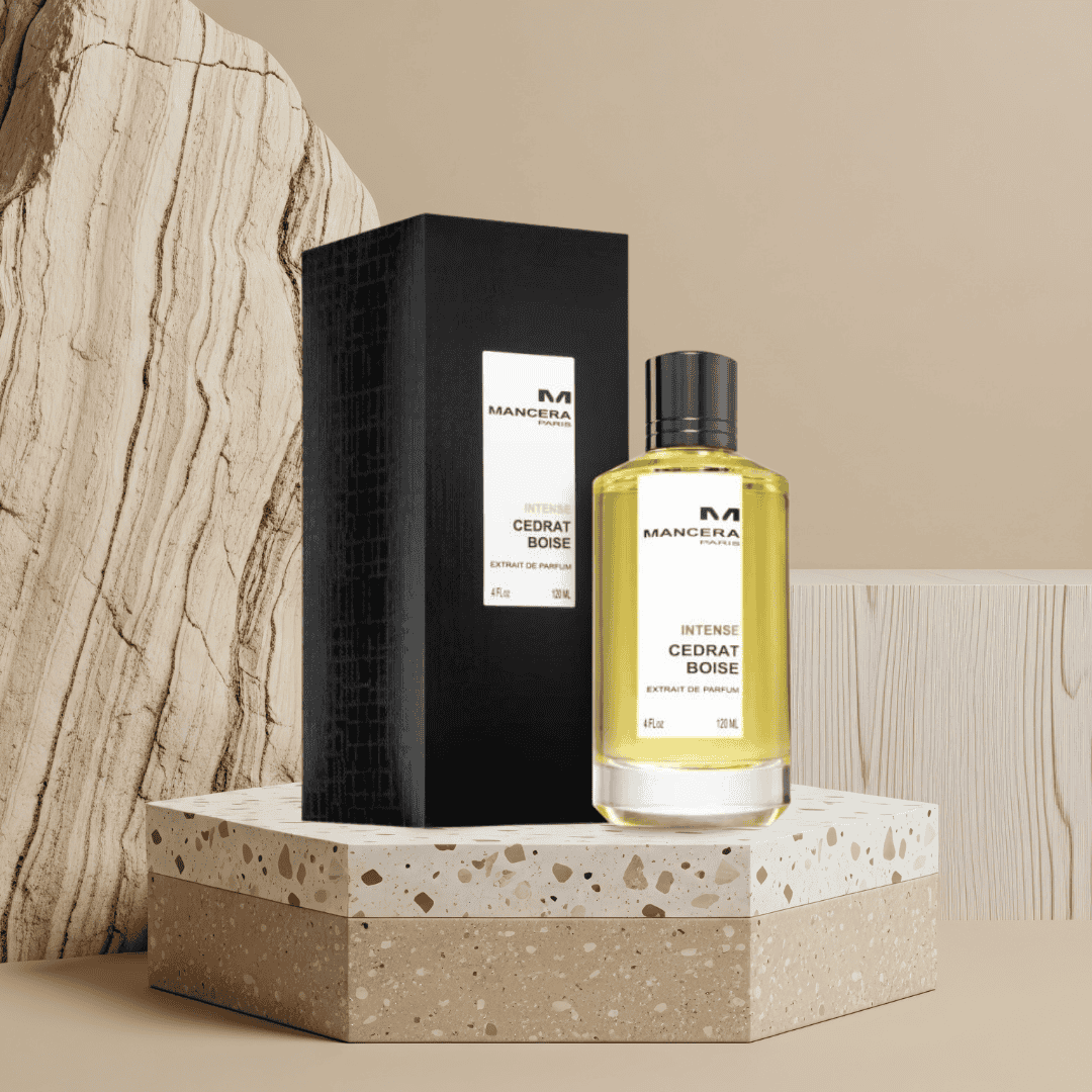 Az ALT címke: Mancera Intense Cedarwood Boise parfüm üveg és doboz.